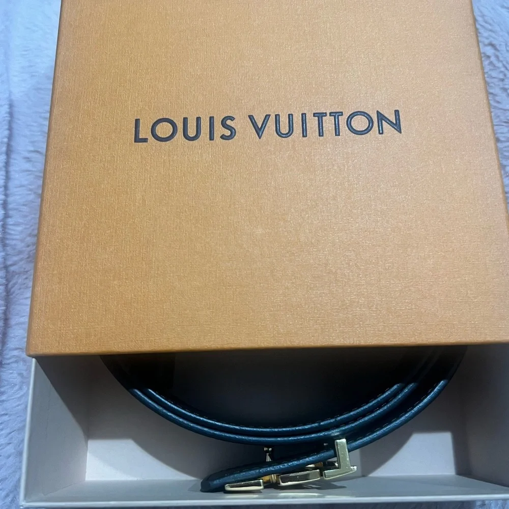 Louis Vuitton Brown Monogram Initiales Canvas Belt with Gold LV Buckle